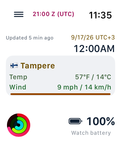 Action view: the displayed update age belongs to the shown data