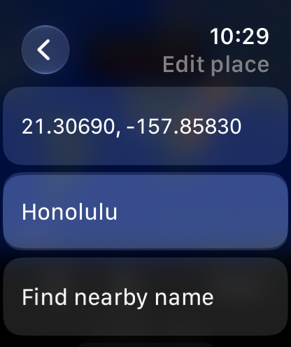 Edit place: name and coordinates